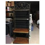 BAKERS RACK METAL, WOOD & GLASS, 74 H X 26.5 W X