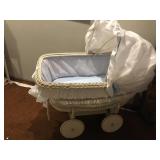 VINTAGE BABY BASSINET 30" X 33" X 23" W WITH WOOD
