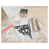 SLINKY IN BOX, FLASK, IRON CORNER BRACKET, ETC.