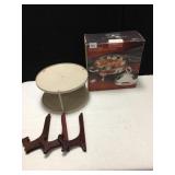 SILVER PLATED SERVER WITH GLASS INSERT, NEW IN