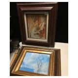 2 WOOD FRAMED FRENCH IMPRESSIONIST ART PICTURES,