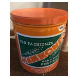 HAMMONDS TIN 13.5" H X 12.5" ROUND ORANGE GOOD