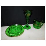 HEISEY PLATE, VASE AND CREAMER