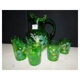 ENAMELED RUFFLE EDGE PITCHER & GLASS SET