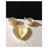 BELLEEK HEART, CREAMER/SUGAR