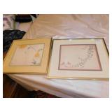 TWO FRAMED BLOCK PRINTS 11" X 14"