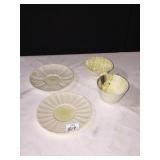 BELLEEK PITCHER, CUPS & SAUCERS GREEN MARK