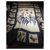 TWIN BEDSPREAD FLOWER & BUTTERFLY DESIGN