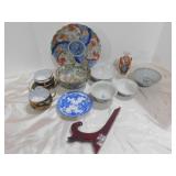 ASSORTMENT OF ASIAN THEME DISHES, SAUCE CUPS,