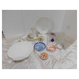 2 SEASHELL PLATES, ONE WITH CRACK, CARLTON VASE,