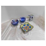 2 SMALL ROYAL DENMARK BOWLS, SQUARE PLATE AND