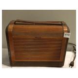 PHILCO PORTABLE RADIO WITH HANDLE AND ROLL TOP,