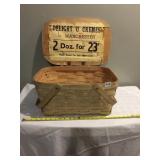 WOVEN 2 HANDLED PICNIC BASKET WITH AD INSIDE FOR