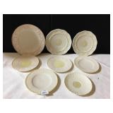8 PLATES/SAUCERS 1 BLACK MARK REST GREEN
