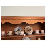 HAND PAINTED PLATES, 6 ASSORTED CUPS SAUCERS