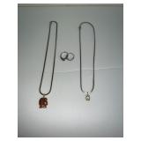 2 1/20 10K GOLD FILLED RINGS, 2 NECKLACES W/ CZ