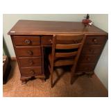 HARD ROCK MAPLE KNEEHOLE DESK AND CHAIR 44" W X