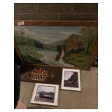ASSORTED BARN AND FRAMED PRINT.