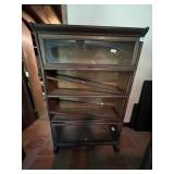 OAK STACK BOOKCASE 4 SECTION W/ 4 GLASS DOORS 55"