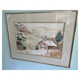 WATERCOLOR KELLY MOORE 20" X 26" CHURCH SCENE