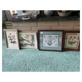 4 PICTURES AND 1990 NEEDLE PONT PRINT