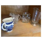 CREAM PITCHER BLUE WHITE, WATER PITCHERS ETC.