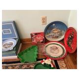 5 AVON HOLIDAY PLATES, 1 MIKASA, ETCHED PLATE,