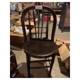 ANTIQUE CHAIR W/ BOOK HOLDER BACK.