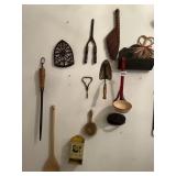 PORCELAIN LADAL, GRATER, CURLING IRON, MATCH