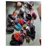 LARGE ASSORTMENT HATS, GLOVES, UMBRELLA
