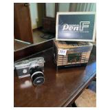 OLYMPUS PEN F CAMERA W/ BOX BOOK AND 70MM LENS