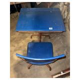 LIFT TOP SCHOOL DESK METAL PAINTED BLUE TOP