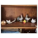 ROOSTER SET, NESTING HEN, PLASTIC CHICK LAYS