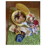 SEWING BASKET W/ SUPPLIES.