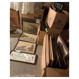 FRAMED PRINTS AND BOXES OF FRAMES .