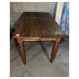 25" X 41" OAK DROP SIDE TABLE PORCELAIN CASTERS