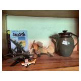 POTTERY TEA POT, IN AIR DIE CAST FLYERS,