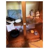 CAKE PLATE, FIGURINES, BLACK FOOTED BOWL, CR/