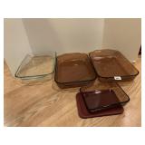 PYREX 3 LARGE BAKING DISHES AND 1 SM. WITH LID