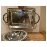 MOTHER AND PEARL INLAY TRAY AND BOWL