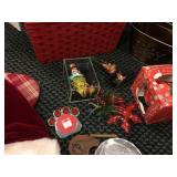 CHRISTMAS STOCKING, ORNAMENTS, BASKETS
