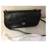 BLACK LEATHER COACH PURSE WITH BRASS TOGGLE LOCK