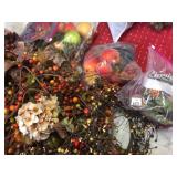AUTUMN GARLAND, CANDLE RINGS, FAUX GOURDS, FRUIT,