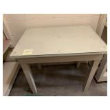 PAINTED WOOD TABLE W/ GLASS TOP