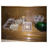 GLASS SERVING DISHES, GREEN BOWL