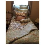 BRASS TWIN SIZE BED 58" H WITH TWIN BED,