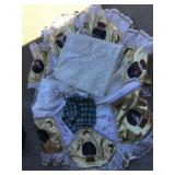 TREE SKIRT AND LACE TABLECLOTH W/ STAIN