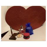 CRANBERRY CANDLE AND OTHERS HEART SHAPE RUG