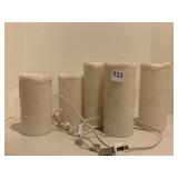 FROSTED GROUP OF 5 ELECTRIC CANDLES
