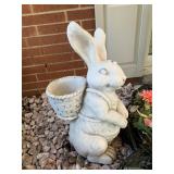 RESIN BUNNY W/ BASKET ON HIS BACK